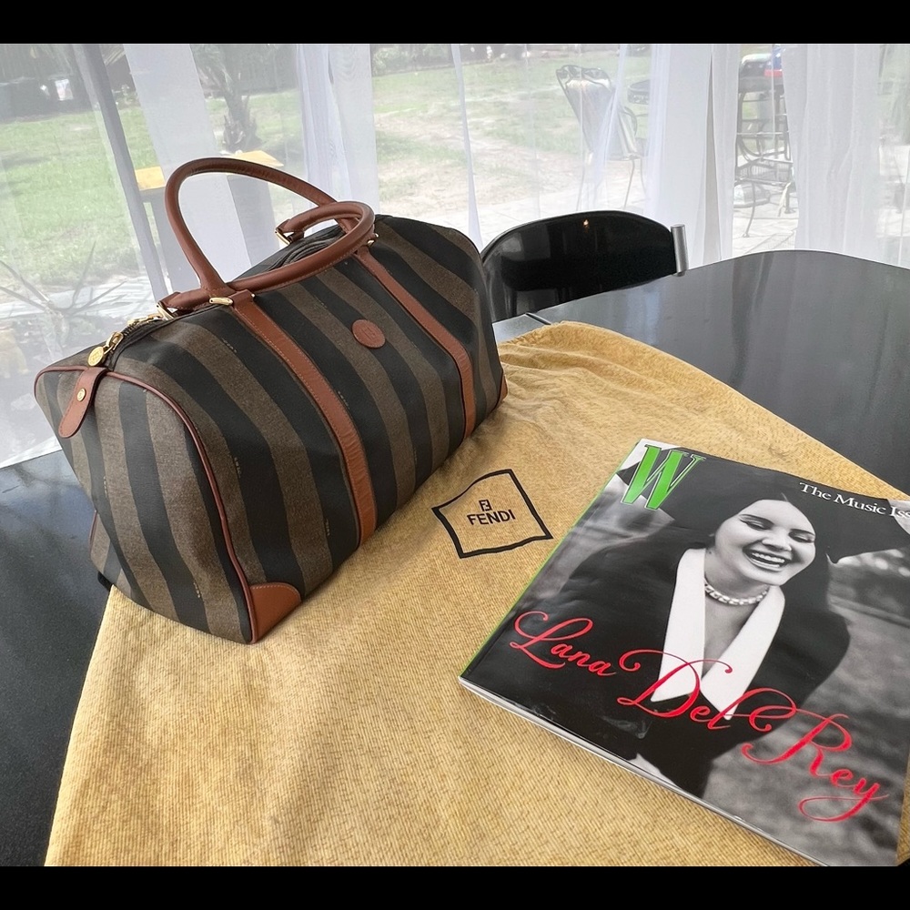 Fendi Bag,Travel, Gorgeous Weekender Travel, Duffle with Cognac Brown Lea… - Picture 2 of 16